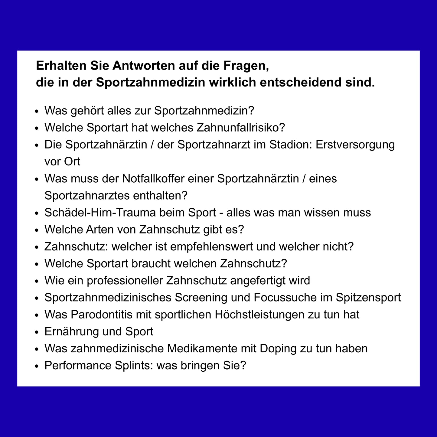 Sportzahnmedizin : Wissen für das entscheidende Spiel. Prof. Dr. Andreas Filippi